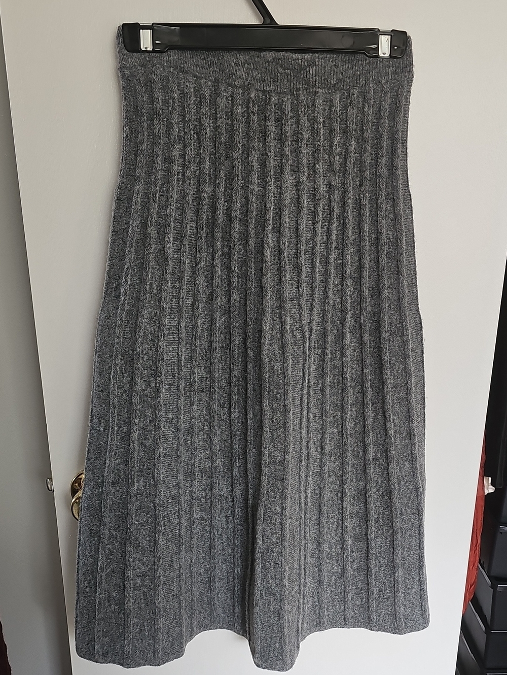 OAK + FORT Ribbed Knit Midi Skirt - Gray Soft Size XS